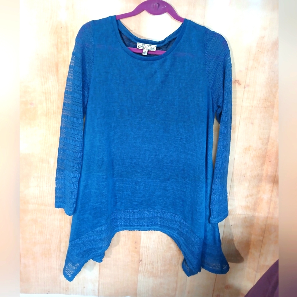 Blue Long Sleeve Tunic Top